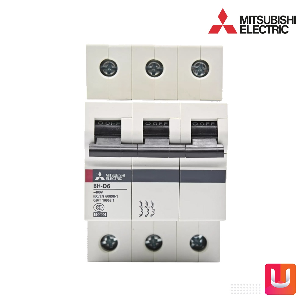 MITSUBISHI - BH-D6 3P 16A - Miniature Circuit Breaker (MCB)-ลูกย่อยเบรกเกอร์ 16A 3P 6kA | Uelectric