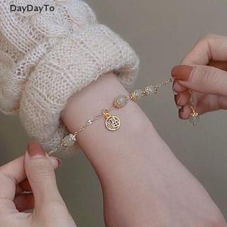 Daydayto Fu สร้อยข้อมือ จี้หยกนําโชค น่ารัก สร้างสรรค์ เข้ากับทุกการแต่งกาย แฟชั่นสําหรับผู้หญิง