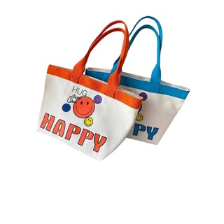 【พร้อมส่ง】miss bag fashion กระเป๋าถือ กระเป๋าผ้าใบ แฟชั่นมาใหม่ รุ่น happy