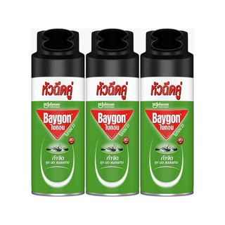 🔥HOT🔥 ไบกอน สเปรย์กำจัดยุง มด แมลงสาบ สีเขียว 200 มล. x 3 กระป๋อง Baygon Mosquito 200 ml x 3