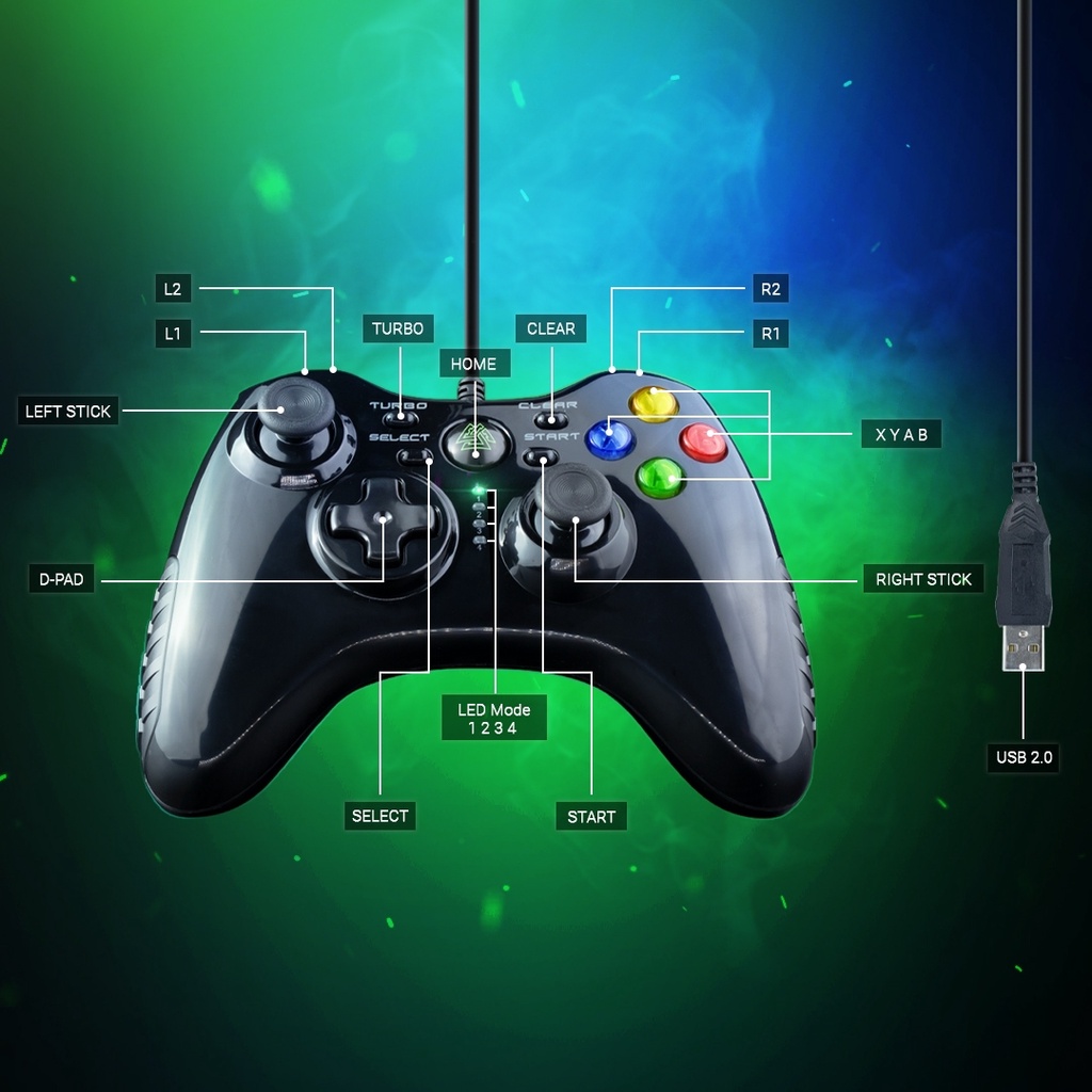 EGA TYPE-J1/J2 จอยเล่นเกม [แบบมีสาย,ไร้สาย] USB CONTROLLER PC/PS3/Android /X-INPUT (รับประกันศูนย์ 2 ปี)