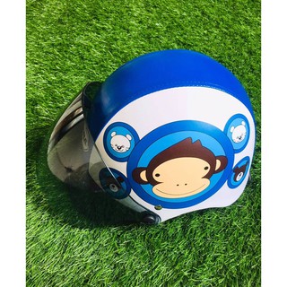 ซหมวกกันน็อค-ลายลิง หมวกกันน็อคครึ่งใบ-สีน้ำเงิน