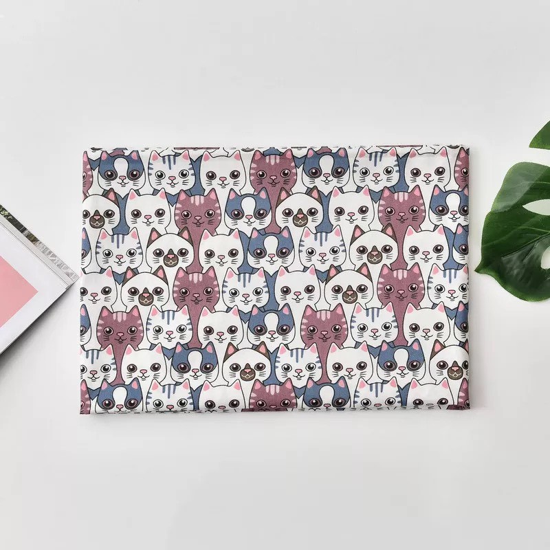 ผ้าคอตตอน 100% ทอทวิล หน้ากว้าง1.6 เมตร ตัดขายเป็นเมตร พิมพ์ลายช้าง ลายแมว ลายเด็กผู้หญิง