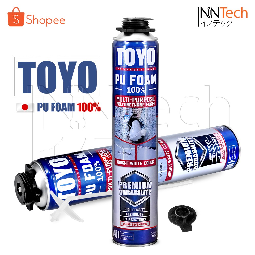 Premium PU FOAM TOYO มีความหนาแน่นสูงที่สุด ระดับ A1 พียูโฟม สเปรย์พียูโฟม พียูโฟมกระป๋อง อุดรอยรั่ว-แตกร้าว ขนาด 750 ml