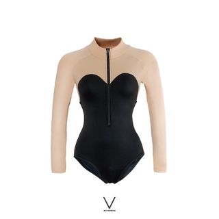 V ACTIVEWEAR SS2022/1 BUNNY BODYSUIT ชุดว่ายน้ำ บอดี้สูทแขนยาว มีฟองน้ำในตัวผ้าหนา กัน UV UPF 50+