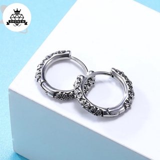 ต่างหูผู้ชายแบบห่วงเจาะลายดอกไม้สไตล์วินเทจ ตุ้มหูวินเทจ สไต…