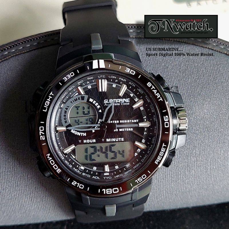 นาฬิกาผู้ชาย US SUBMARINE SPORT DIGITAL รุ่น TP-3187M นาฬิกาข้อมือ ดิจิตอล แสดงวันที่ จับเวลา กันน้ำ