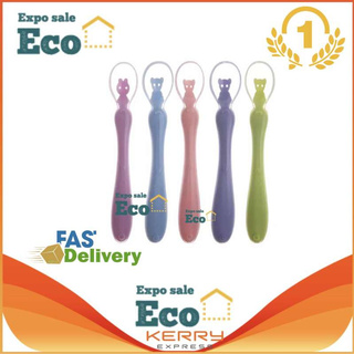 Eco Home Baby silicone spoon ชุด ช้อนซิลิโคน เด็กอ่อน ทารก ลายการ์ตูน (2PSC)