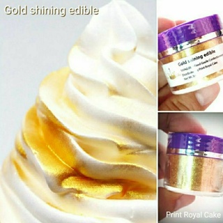 Food grade100% ผงทองประกายสว่าง ตกแต่งอาหาร ขนม เครื่องดื่ม เครื่องสำอางค์ Gold shining edible