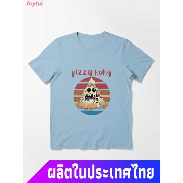 เสื้อยืดผ้าฝ้ายพิซซ่าคิง พิซซ่าอิตาเลี่ยน พิซซ่าชีส  อเมริกัน พิซซ่า Pizza Kong Essential T-Shirt  คอกลม แฟชั่น แขนสั้น