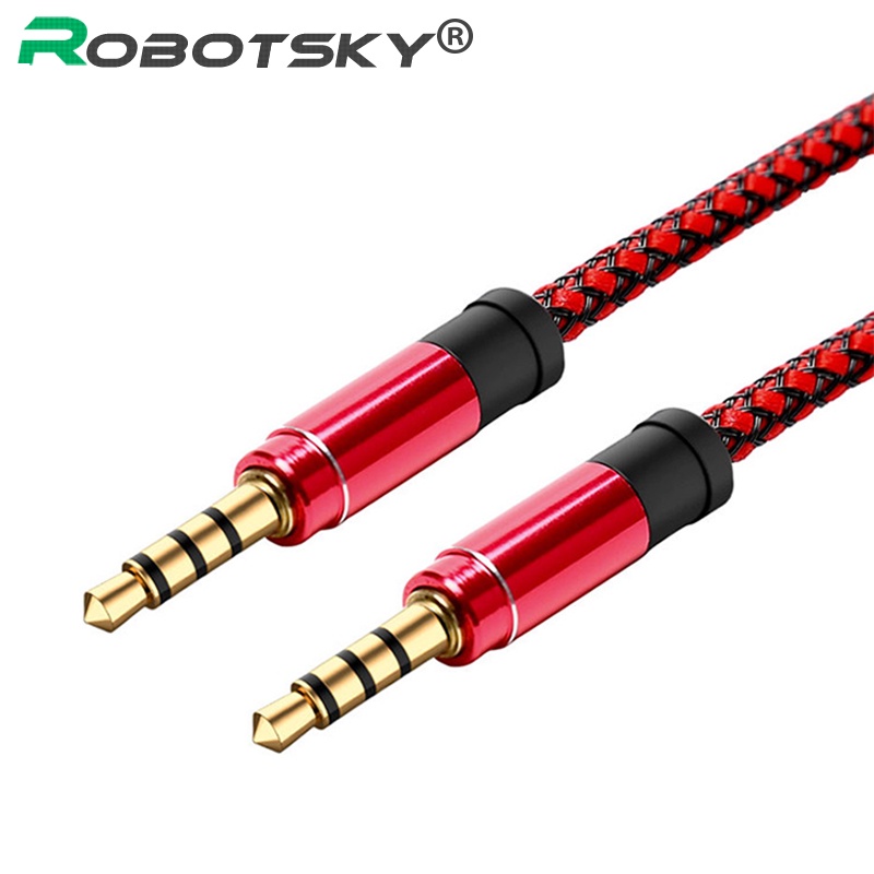☃ Robotsky Nylon Braid Jack Audio Cable 3.5 mm to 3.5mm Car AUX Cable 1