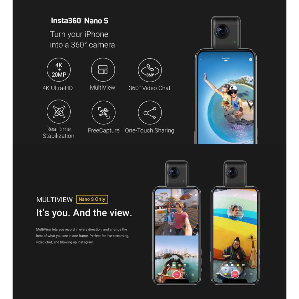 Insta360 Nano S กล องพาโนรามา 4k 360 Camera 360 Chat Camera กล อง 360 4k Iphone Camera Inzeus Shopee Thailand