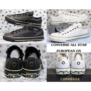 CONVERSE รุ่น ALL STAR EUROPEAN OX BLACK/ WHITE รองเท้าหนัง สีดำ/ สีขาว ใหม่มือ1 ลิขสิทธิ์ของแท้100% มีของพร้อมส่งทันที