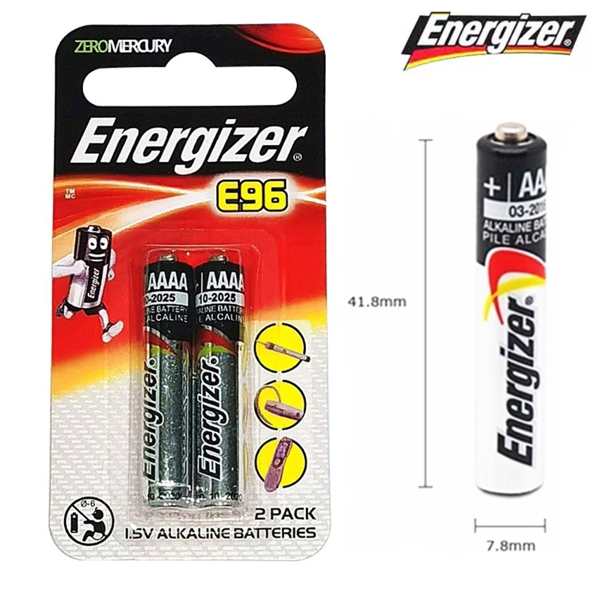 🔥ขายดีที่สุด🔥 ถ่าน 4A AAAA Energizer E96 -LR8D425 Alkaline Battery 1.5V 2 ก้อน หรือ 4 ก้อน