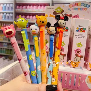 (กล่องสุ่ม) ปากกา 🖊 แบบสุ่ม ลายการ์ตูน Disney Tsumtsum แบบฟิกเกอร์ ดิสนีย์ ซูมซูม จาก Miniso นำเข้า หมึกดำ ขนาด0.5m