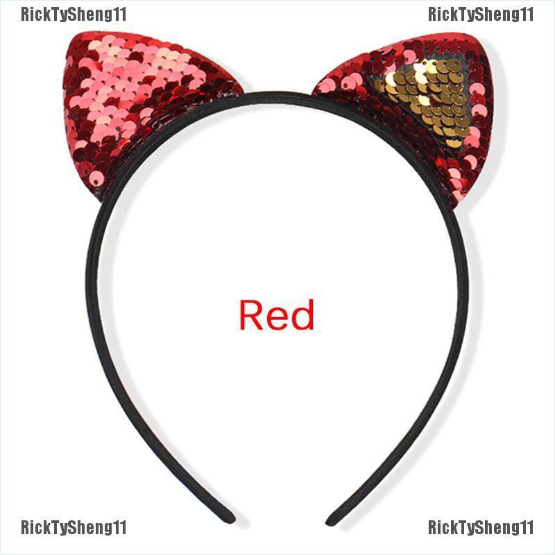 [COD RTS]Girls Sequins Hairband Cat Ear Cosplay Headband Women Headwear