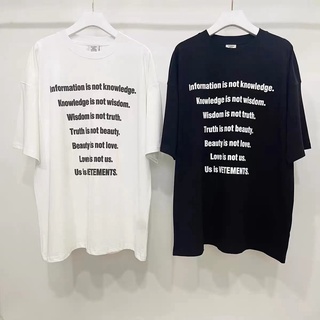 [S-5XL]Vetements เสื้อยืดแขนสั้น โฟม พิมพ์ลายตัวอักษร สามตัว VTM