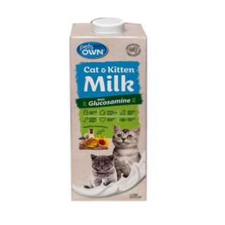 Pets Own Cat &amp; Kitten Milk นมแมวพร้อมดื่ม ปราศจากแลคโตส บำรุงข้อและกระดูก สำหรับลูกและแมวโต 1 ลิตร