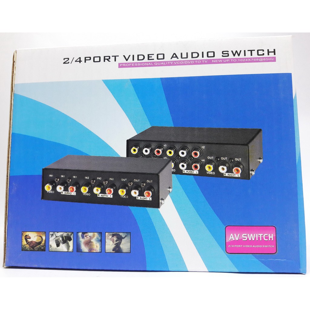 MTVikI 2 Ports AV Switcher Manual RCA Video Audio Switch for DVD HDTV STB VCD (Black) - intl