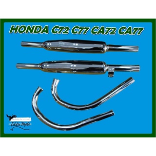 HONDA C72 C77 CA72 CA77 EXHAUST MUFFLER​ &amp;​ PIPE​ SET "CHROME" // ชุดท่อไอเสีย+คอท่อไอเสีย (ชุบโครม) งานสวย ได้มาตรฐาน