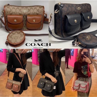 Coach PENNIE CROSSBODY WITH COIN CASE IN SIGNATURE CANVAS