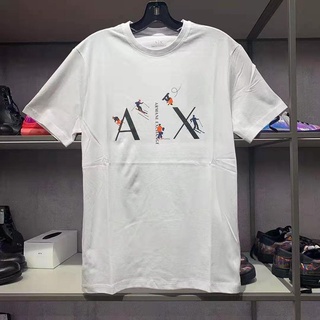 ใหม่เสื้อยืดลําลองแฟชั่นสําหรับผู้ชายผ้าฝ้ายแขนสั้นพิมพ์ลาย Hot Armani Exchange YoungS-5XL