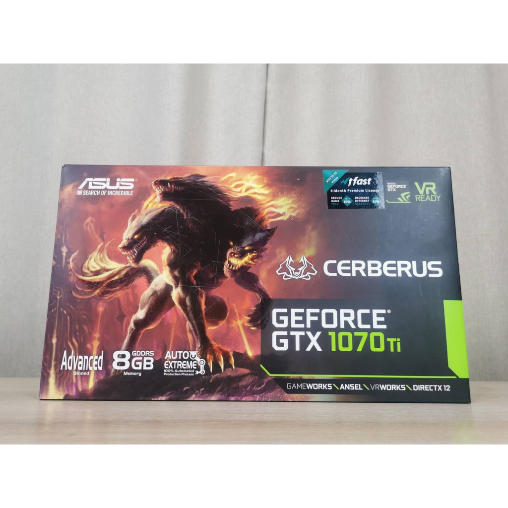 การ์ดจอ(graphic card) ASUS CERBERUS GEFORCE GTX1070TI 8GB DDR5 (ต่อไฟเพิ่ม 8PIN X 1 )
