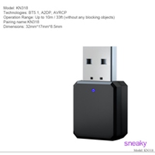 Sneaky อะแดปเตอร์รับสัญญาณเสียงบลูทูธ 5.1 Usb 3.5มม. พร้อมไฟ Led แสดงสถานะ