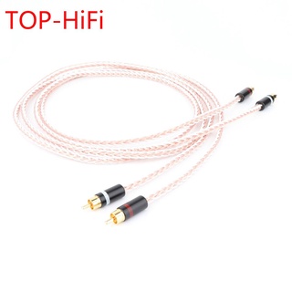 Top-Hifi สายเคเบิ้ลเชื่อมต่อเสียง Hifi Rca 2RCA To Rca คริสตัลสีเงินสําหรับเครื่องเล่น Rca