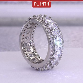 PLINTH แหวนเงินแท้ 925 แหวนเพชรแท้ White Diamond Pop651