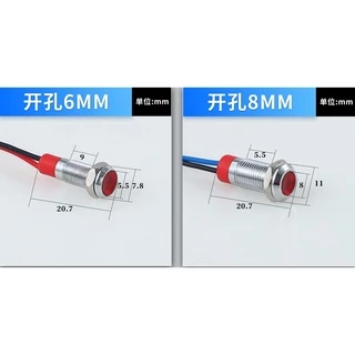 6/8/10 มม.ตัวบ่งชี้โลหะกันน้ํา LED สัญญาณไฟ 6V12V24V ตัวบ่งชี้ขนาดเล็ก