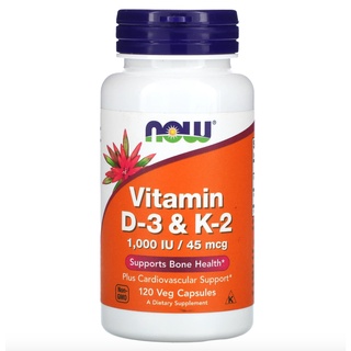 Now Foods, Vitamin D-3 &amp; K-2, 120 Veg Capsules