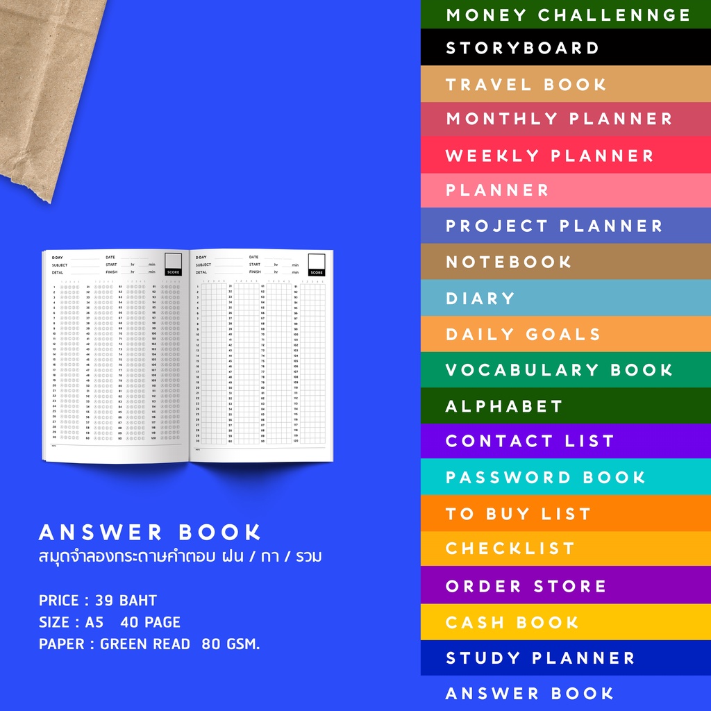 สมุดจำลองกระดาษคำตอบ ANSWER BOOK