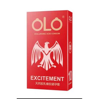 ถุงยางอนามัย OlO (สินค้าขายดี) กล่องสีแดงแบบมีปุ่ม 1กล่องมี 10 ชิ้น ไซส์ 52(Red)*สีแดง