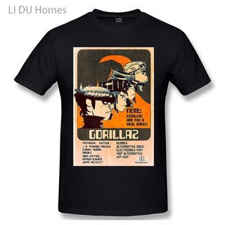 เสื้อยืดแขนสั้น ผ้าฝ้าย 100% พิมพ์ลายโปสเตอร์ LIDU Gorillaz แฟชั่นฤดูร้อน สําหรับผู้ชาย และผู้หญิงเสื้อยืด