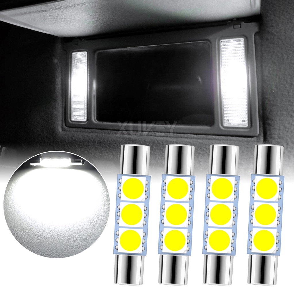 4pcs 28 มม.29 มม.หลอดไฟ LED ภายในรถกระจกไฟ Sun Visor แผนที่โคมไฟ Festoon LED โดม 6614F 6615F 6612F