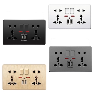 WER Multifunction UK 13A Wall Socket Push Button 2.1A Double USB Charging Ports