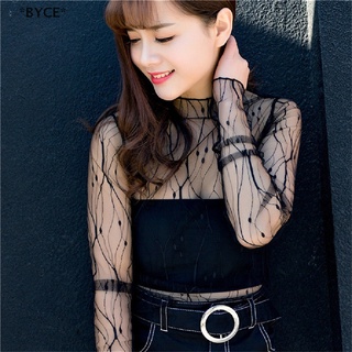 Byce เสื้อยืดซีทรู ตาข่าย ผู้หญิง โปร่งใส ใต้วงแขน ดาว ฐานด้านบน