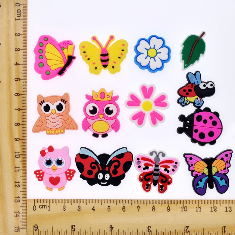 สําหรับ Crocs Jibbitz Pins การ์ตูนที่มีสีสันแมลงผีเสื้อ DIY รองเท้าปุ่ม Charm