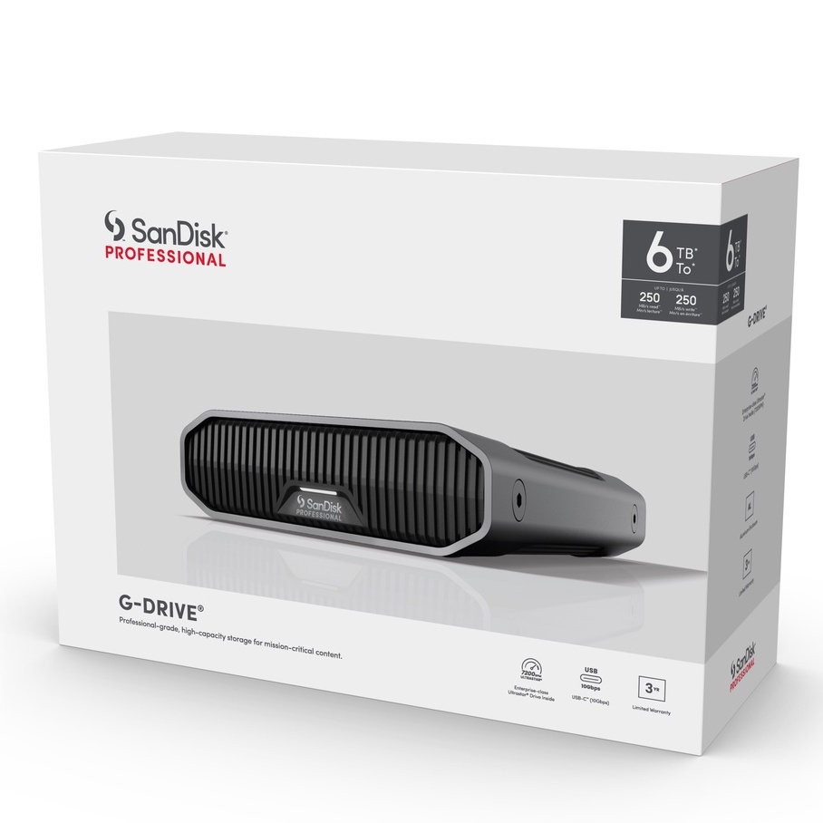 G-DRIVE 6TB  Enterprise-Class USB 3.2 Gen 2 External HDD (SDPHF1A-006T-SBAAD) SanDisk Professional