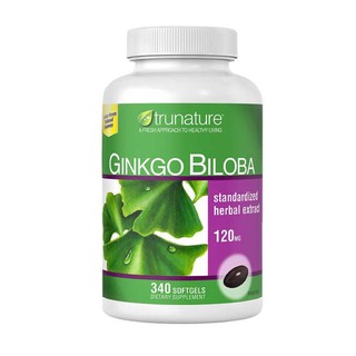 สารสกัดจากใบแปะก๊วย trunature Ginkgo Biloba, 340 Softgels พร้อมส่ง!!!!