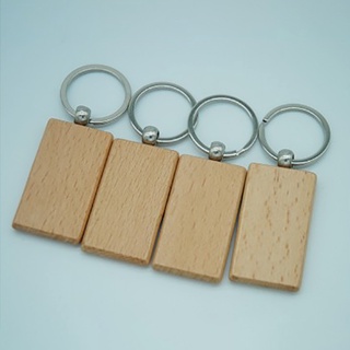 30Pcs Blank Rectangle Wooden Key Chain Diy Wood Keychains Key Tags Can Engrave Diy Gifts