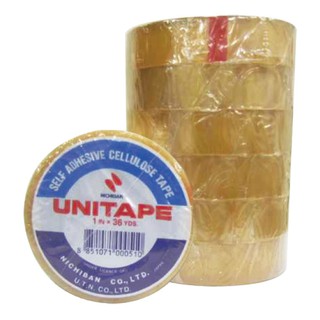 ยูนิเทป เทปใสเซลลูโลส กาวยาง แกนใหญ่ แพ็ค 6 ม้วน Uni Tape Transparent Cellulose Tape Large Core Adhesive Tape 6 Roll