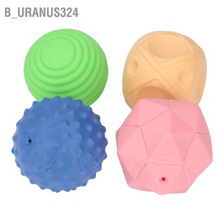 B_uranus324 4pcs Baby Soft Building Blocks Infant Elastic Teether Sensory Stacking Toy Gift 6 Month+