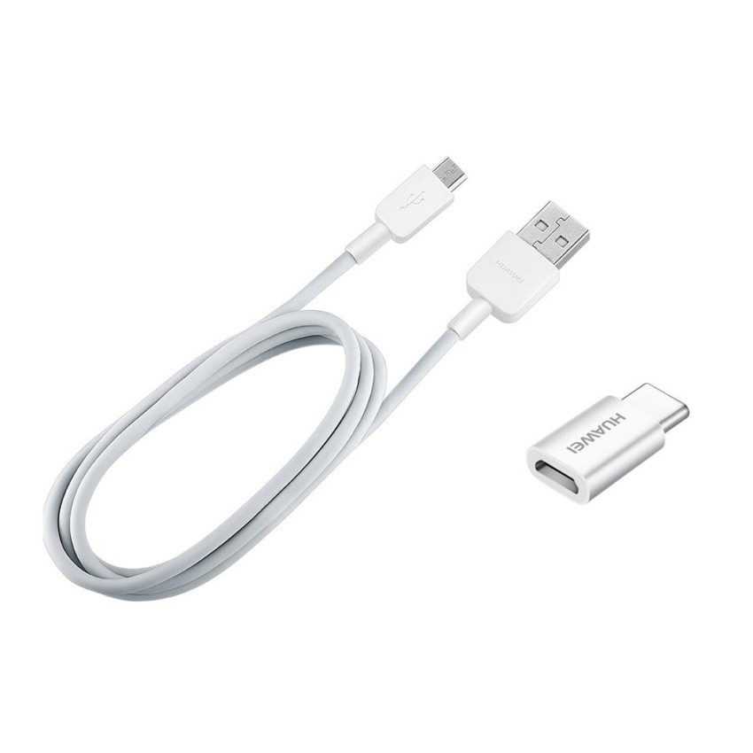 Huawei Type C Value Set 2 สายชาร์จ micro USB fast charge ความยาว1m. (White), หัวแปลงช่อง USB Type C 