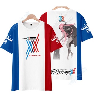 อะนิเมะเสื้อยืด Darling in the FRANXX Zero Two พิมพ์ Unisex ผู้ใหญ่วัยรุ่นเสื้อยืดลำลอง