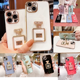 เคสโทรศัพท์มือถือกระจก ป้องกันเลนส์ ลายกลิตเตอร์ พร้อมขาตั้ง สําหรับ Samsung A72 A52 A32 A22 A12 5G A52s A02s M12 M02s