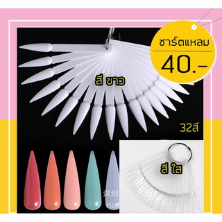 ชาร์ตเเหลม 32 สี ชาร์ตเล็บ ชาจเล็บ ชาจเเหลม สีขาว สีใส