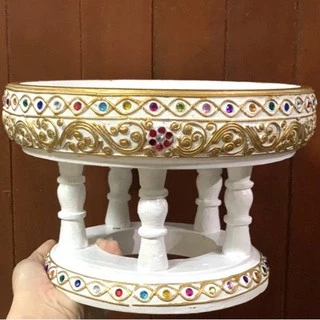 ขันโตกสีขาว ลายเครือ ขนาด 4-12 นิ้ว