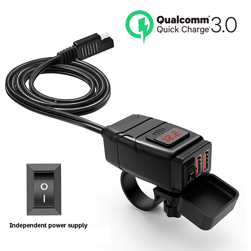 Dual USB Port 12V Waterproof Motorcycle Handlebar Charger Quick Charger
